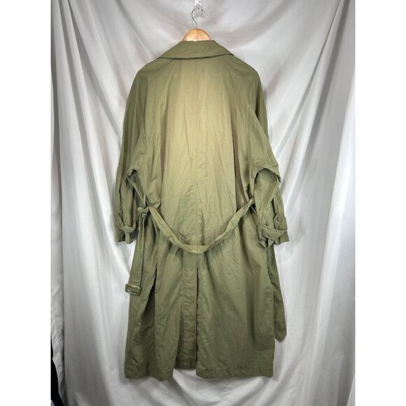 Totes Weather Protectors Men's Green Trench Coat Long Sleeve Belted Size L (C-3) - Picture 2 of 8